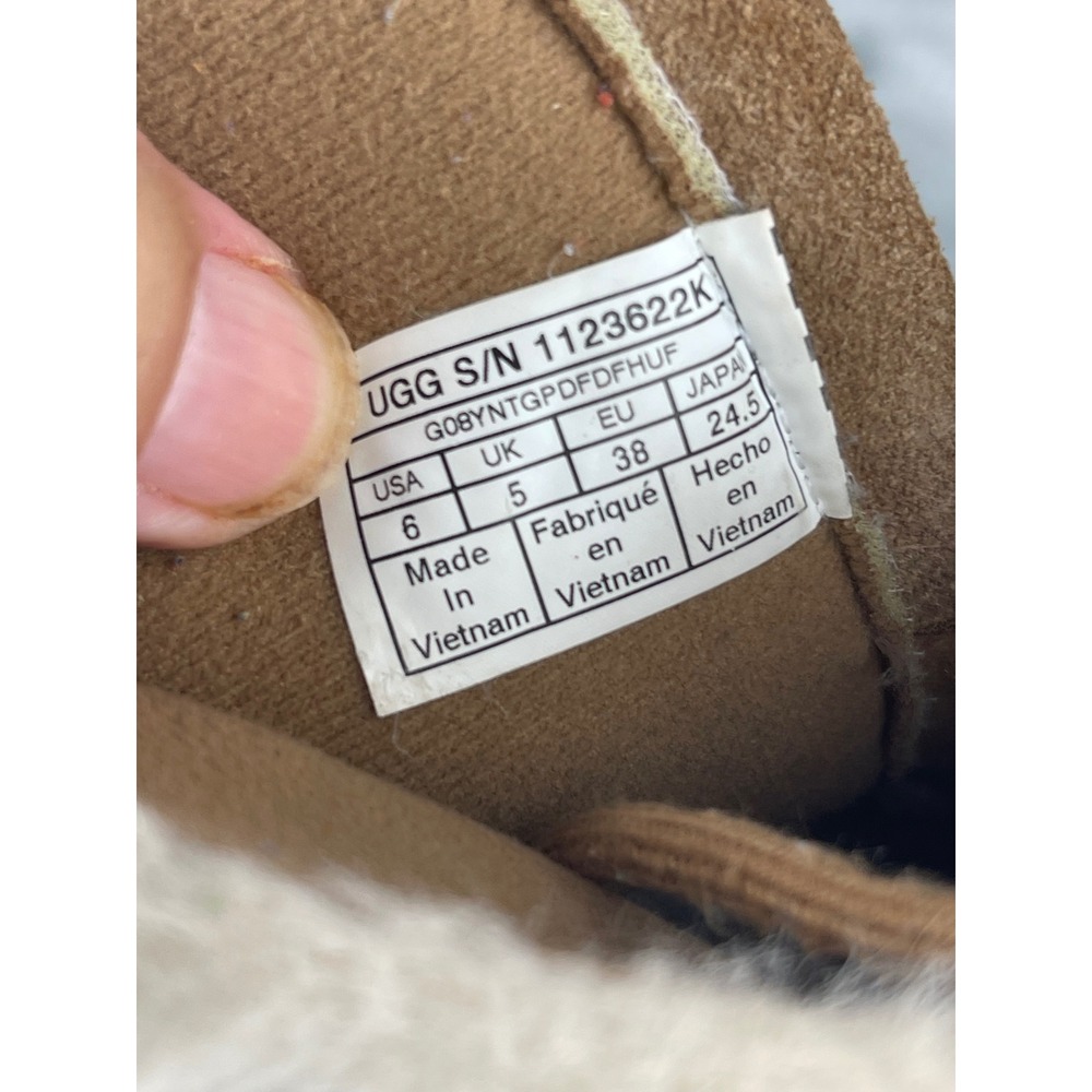 UGG Lakesider Heritage Mid Boots Womens 6 Chestnut Excellent Suede Faux Fur Zip - Picture 7 of 8